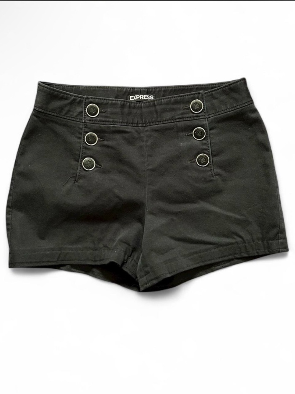 Express Black High-Waist Sailor Button Shorts